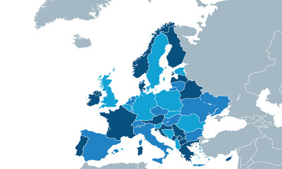 Europe map with modern colorful for website layouts,background, education, precise, customizable, Travel worldwide,map silhouette backdrop,earth geography,political,reports.