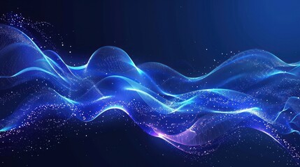 Abstract Blue Wave with Glittering Particles