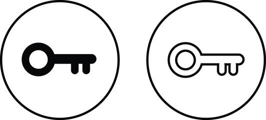 Key icon set. Key black flat and line vector collection isolated on transparent background. Key symbol in generic style. Access keys concept for house, room, office, unlock, safety, secret, door more