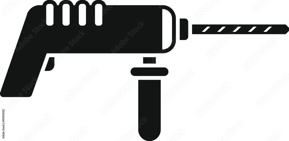 Poster black silhouette of an electric drill, a powerful tool used for drilling holes in various materials