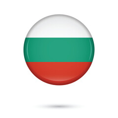 Bulgaria flag round glossy circle flag of Bulgaria vector illustration isolated on white background, Bulgaria Liberation Day 3 March,flyer poster banner social media and websites