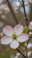 Obraz premium a pink flower that is growing on a tree