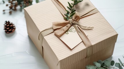 Personalized gift box with a custom name tag and a decorative bow, set against a white background to showcase its unique and thoughtful presentation.