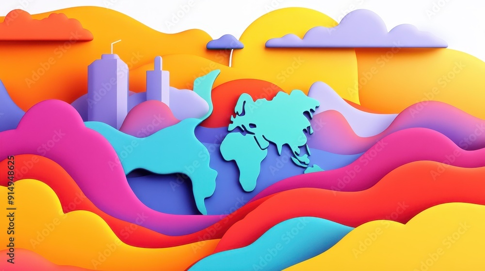 Poster dive into the global connectivity concept with a techinspired world map showcasing modern graphics a