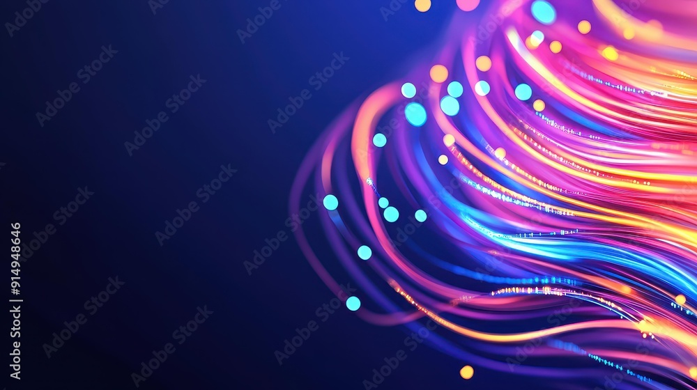 Aufkleber explore vibrant, glowing abstract tech visuals with interconnected data streams in a modern cartoons