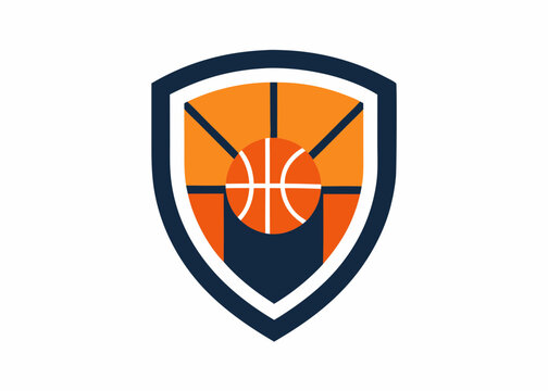 recommend clip art: Professional Shield Logo Design with Integrated Basketball and Hoop