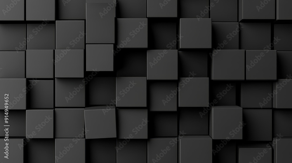 Poster a sleek design featuring countless black cubes that stand out against a moody background, creating a