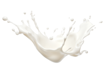 Levitation of a splash of cream or milk isolated on a transparent background.
