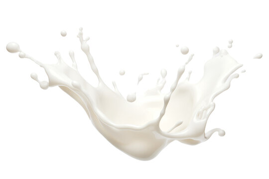 Levitation of a splash of cream or milk isolated on a transparent background.