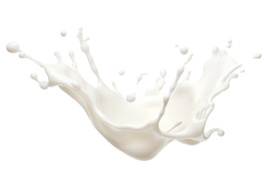 Levitation of a splash of cream or milk isolated on a transparent background.
