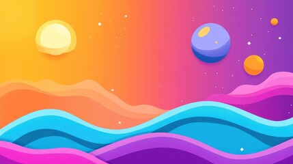 Fototapeta premium Vibrant flat illustrations with rich textures create a modern abstract backdrop, ideal for creative projects and designs.