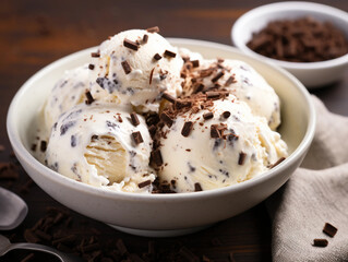 Vanilla Ice Cream in a Bowl with Chocolate Sprinkles