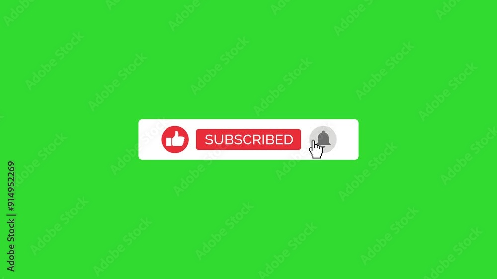 Wall mural subscribe button animation, subscribing animation, animated subscribe button on green screen with cl