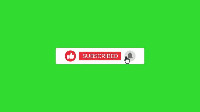 Subscribe Button Animation, Subscribing Animation, Animated Subscribe Button on Green Screen with Click Effect (No Motion Blur) | 4K