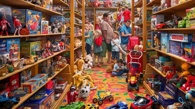 Toy market with a lot toys