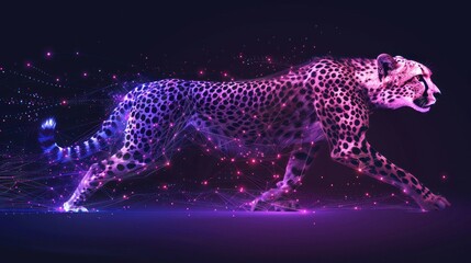 Digital Cheetah: A Neon Burst of Speed and Grace