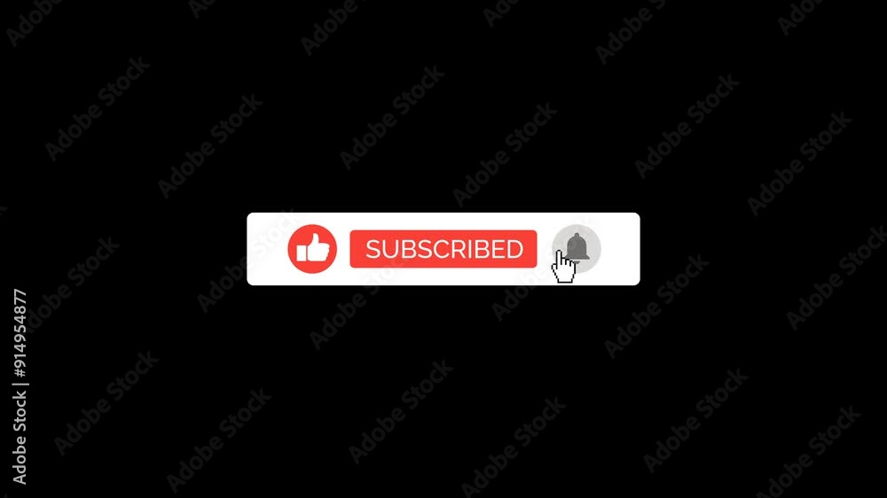 Wall mural subscribe button animation, subscribing animation, animated subscribe button on transparent backgrou