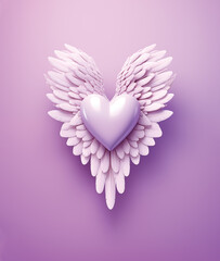 Purple love heart with wings