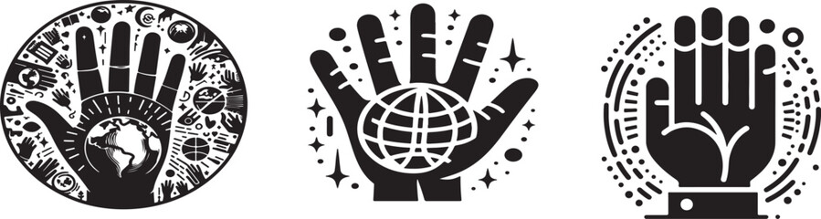 International Left-Handers Day icon silhouette vector style with white background