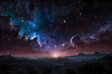 Naklejka premium An abstract wallpaper of space and galaxies