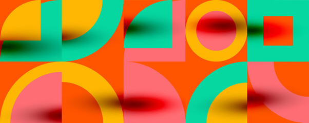 Neo memphis geometric pattern with circles, squares. Pop art abstract background for covers, banners, flyers and posters and other templates