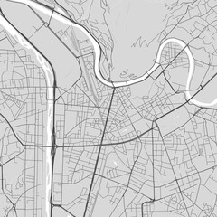 Grayscale Grenoble map, city in France. Streetmap municipal area.