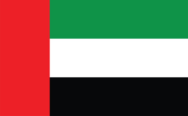 UAE flag. United Arab Emirates flag vector illustration isolated design for national day 2 December.National flag of United Arab Emirates, UAE, Dubai, Abu Dhabi original color and proportion. 