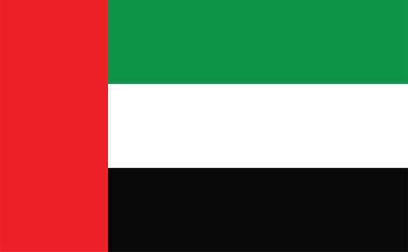 UAE flag. United Arab Emirates flag vector illustration isolated design for national day 2 December.National flag of United Arab Emirates, UAE, Dubai, Abu Dhabi original color and proportion. 