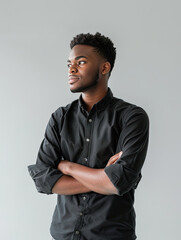 Fototapeta premium Confident and Focused: Man with Arms Crossed