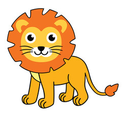 Lion cartoon vector illustration Lion clipart isolated on white background Cute safari animal African animal