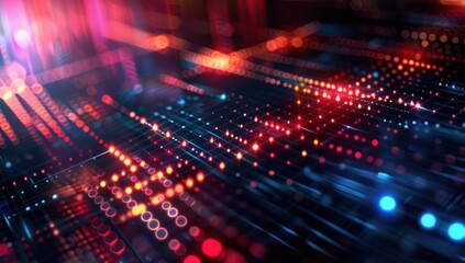 Abstract Digital Network with Glowing Lights