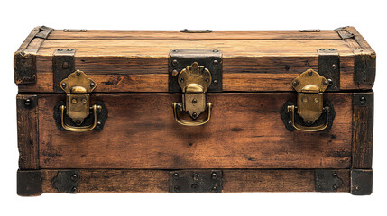 Vintage wooden chest with metal accents, perfect for storage, decor, or as a nostalgic treasure box for your memories.