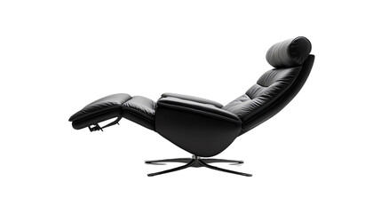 Elegant black leather lounge chair with a sleek design, perfect for modern interiors and relaxation spaces.