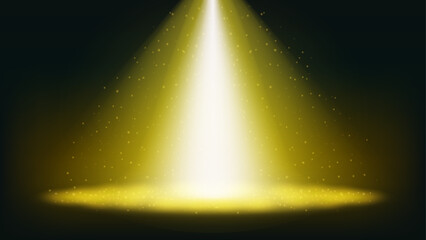Cosmic Golden Yellow Spotlight on Top, Beams, and Stars with Magic Banner Background - Vector Illustration