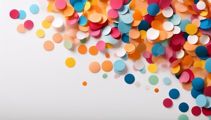 Colorful assortment of circular confetti scattered on a white background, showcasing a vibrant mix of colors and textures
