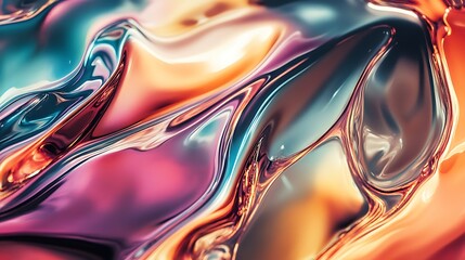Abstract Liquid Swirls of Orange, Blue, and Purple