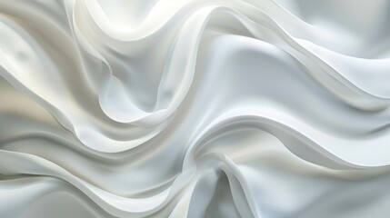 Obraz premium A delicate white silk fabric flows softly, capturing light and creating subtle textures and curves throughout its surface