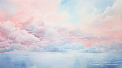 watercolor pastel pink with tranquil sky blue