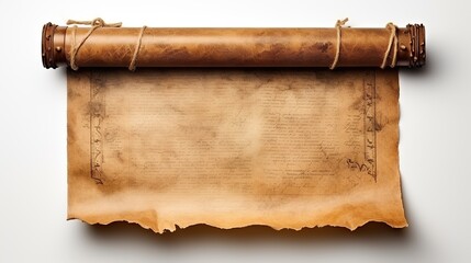 Ancient Scroll Unfurling on White Background