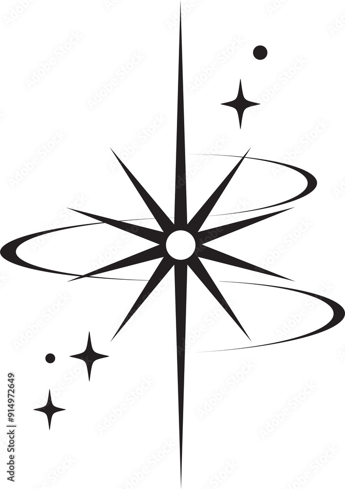 Poster line icon of star. y2k shiny element. sparkles and glitter symbol. retro graphic of minimal figure. 