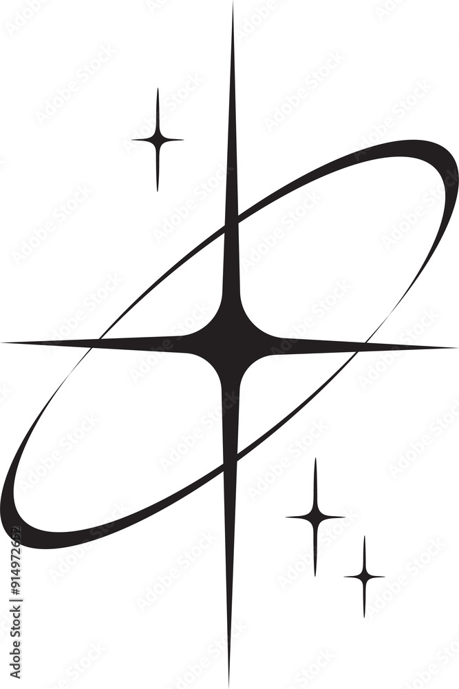 Aufkleber line icon of star. y2k shiny element. sparkles and glitter symbol. retro graphic of minimal figure. 
