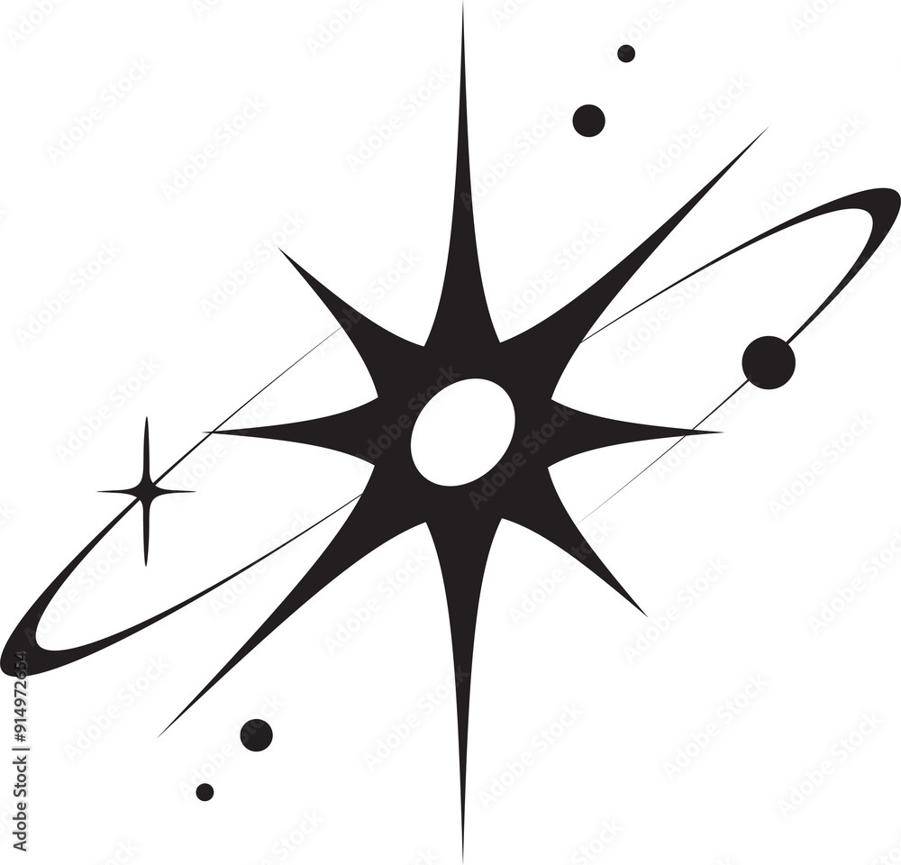 Sticker line icon of star. y2k shiny element. sparkles and glitter symbol. retro graphic of minimal figure. 