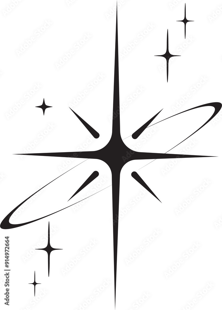 Aufkleber line icon of star. y2k shiny element. sparkles and glitter symbol. retro graphic of minimal figure. 