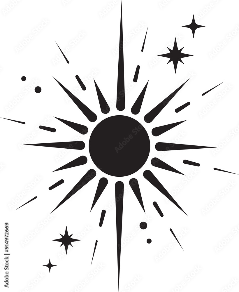Poster line icon of star. y2k shiny element. sparkles and glitter symbol. retro graphic of minimal figure. 