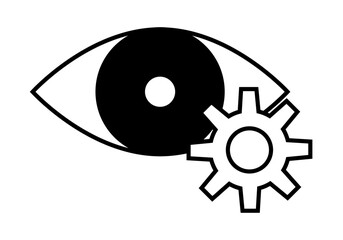 Icono negro de ojo con engranaje representando pensamiento emprendedor y creador