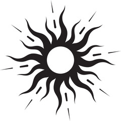 Line icon of star. Y2k shiny element. Sparkles and glitter symbol. Retro graphic of minimal figure. Magic black twinkles sun and moon with cosmic orbits