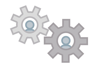 Engranaje con usuario representando en desarrollo y trabajo en equipo