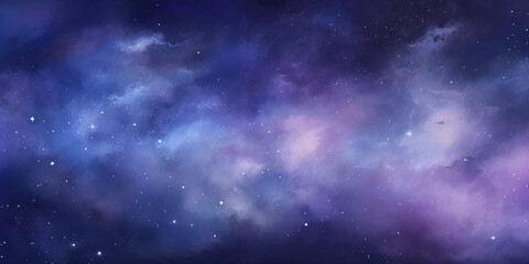 Fototapeta premium Watercolor universe Sky stars deep space Violet blue