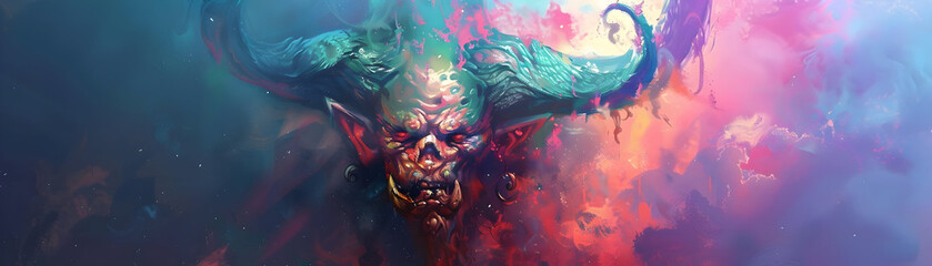 Demon in a Colorful Abstract Illustration