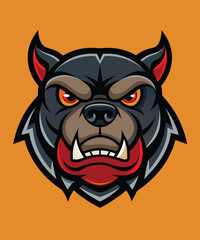 brave animal bulldog head face mascot design vector illustration, logo template isolated